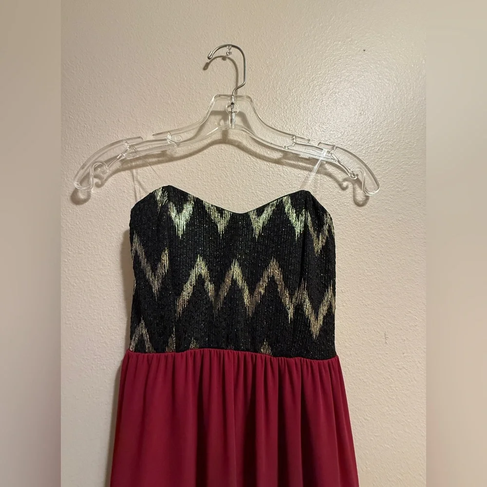 Style Rack Strapless Maxi Black & Red Dress with Sequins & Sheer bottom Small - Picture 3 of 10